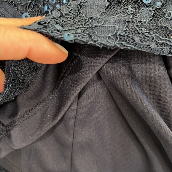 {Jump Apparel}Sz 5/6 Strapless Navy Sequined Short Dress w/Sheer Long SkirtCover - Picture 10 of 10